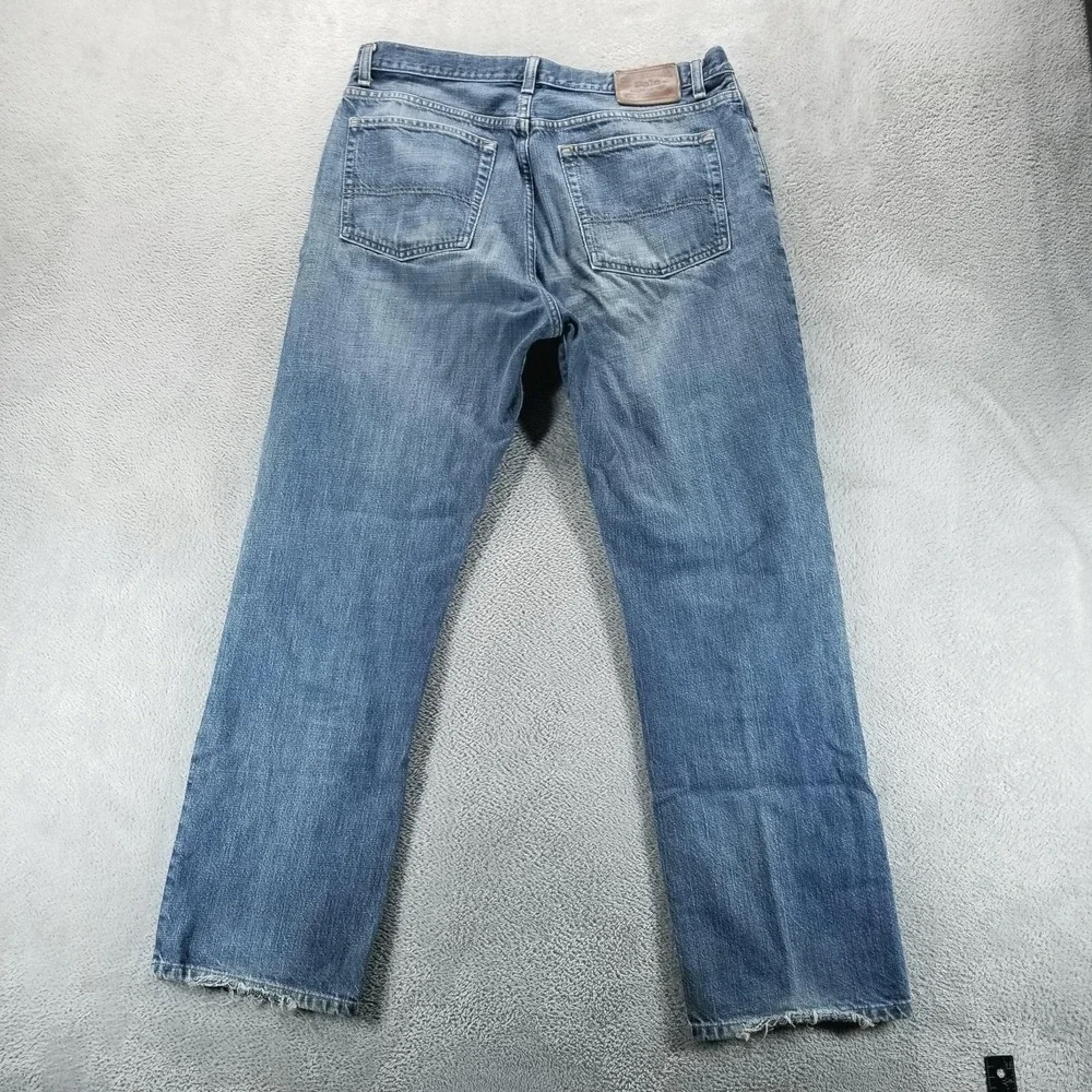 Polo Ralph Lauren Jeans Mens 36x32‎ Blue Classic Straight Light Wash Distressed